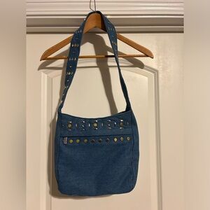 Vintage Large Y2K Gem Studded Denim Shoulder‎ Bag